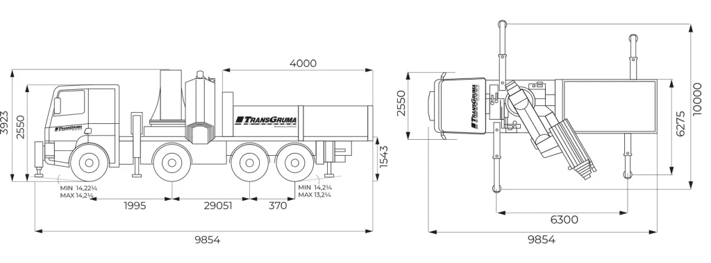 Cotas del camión de 38m